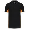 Polo Piqué Bicolore Homme Orange/Noir Kariban