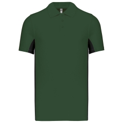 Polo piqué bicolore homme Kariban – Coloris Noir / Vert Forêt