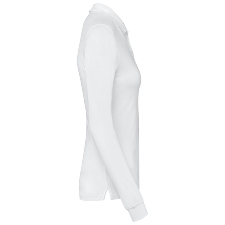 Polo piqué manches longues Bio 180 g/m² femme blanc – Kariban – vue 3