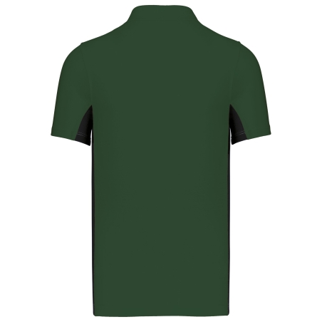 Polo piqué bicolore homme Kariban – Coloris Noir / Vert Forêt – vue 2