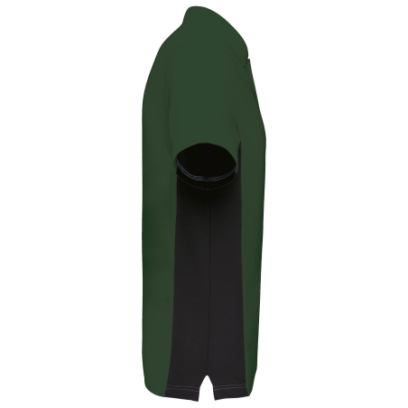 Polo piqué bicolore homme Kariban – Coloris Noir / Vert Forêt – vue 3