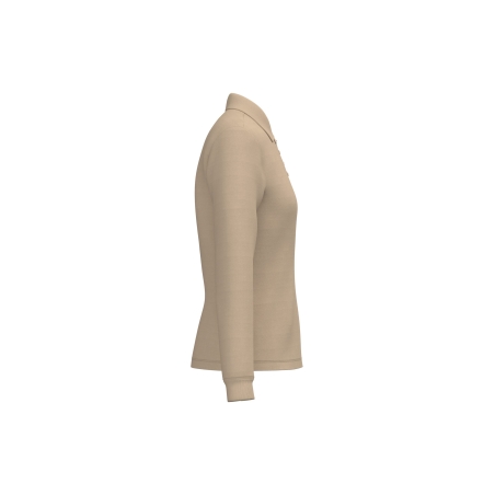 Polo piqué LSL femme Beige (Ideal Sand) – iDeal Basic Brand – vue 3