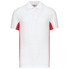 Polo Piqué Bicolore Homme Blanc/Rouge Kariban