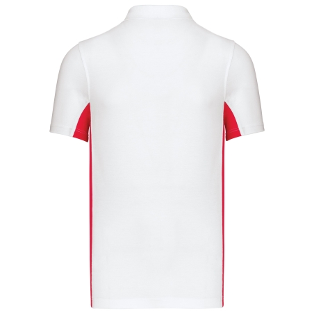 Polo Piqué Bicolore Homme Blanc/Rouge Kariban – vue 2