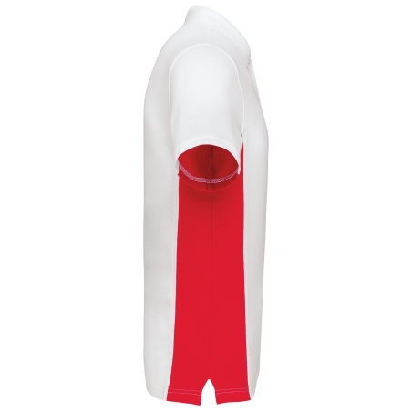Polo Piqué Bicolore Homme Blanc/Rouge Kariban – vue 3