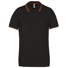 Polo Maille Piquée Homme Noir Liserés Contrastés Kariban