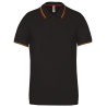Polo Maille Piquée Homme Noir Liserés Contrastés Kariban