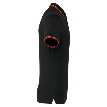 Polo Maille Piquée Homme Noir Liserés Contrastés Kariban – vue 3