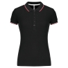 Polo manches courtes femme Noir liserés contrastés Kariban