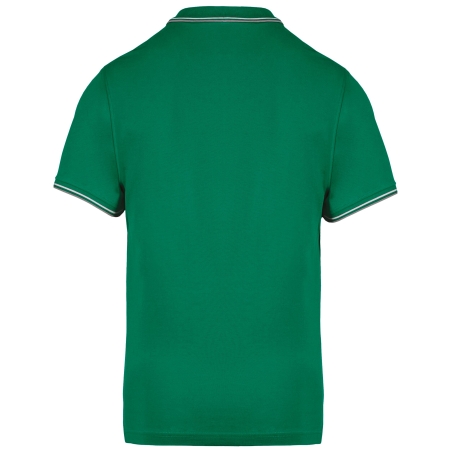 Polo Vert Kelly / Gris clair / Blanc Homme Maille Piquée Manches Courtes Kariban – vue 2