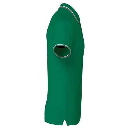 Polo Vert Kelly / Gris clair / Blanc Homme Maille Piquée Manches Courtes Kariban – vue 3