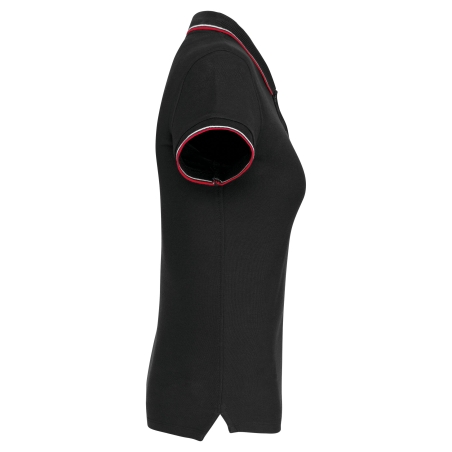 Polo manches courtes femme Noir liserés contrastés Kariban – vue 3