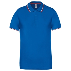 Polo Maille Piquée Homme Blanc Liserés Contrastés Kariban