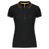 Polo Manches Courtes Femme Noir / Rouge / Jaune Liserés Contrastés Kariban