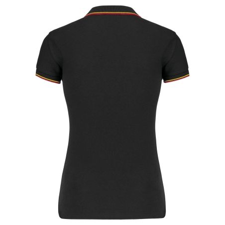 Polo Manches Courtes Femme Noir / Rouge / Jaune Liserés Contrastés Kariban – vue 2