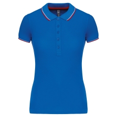 Polo manches courtes femme Blanc liseré contrasté Kariban