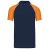 Polo Baseball Manches Courtes Kariban Orange et Navy