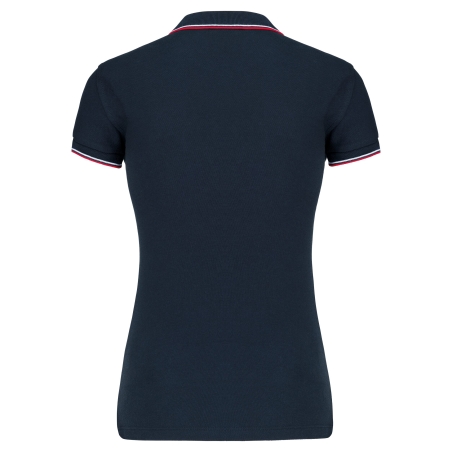Polo Manches Courtes Femme Blanc Liserés Contrastés Kariban – vue 2