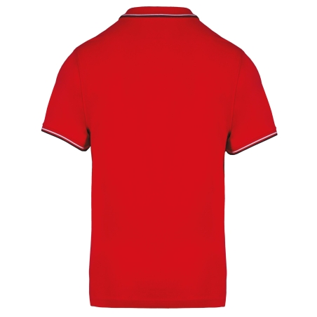 Polo Maille Piquée Manches Courtes Homme Rouge / Marine / Blanc – Kariban – vue 2