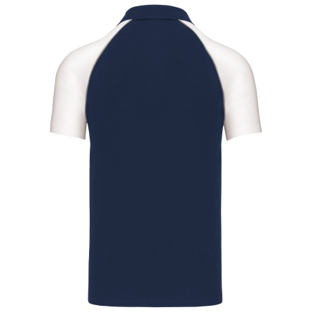 Polo Baseball Manches Courtes Kariban Blanc – Style Bicolore – vue 2