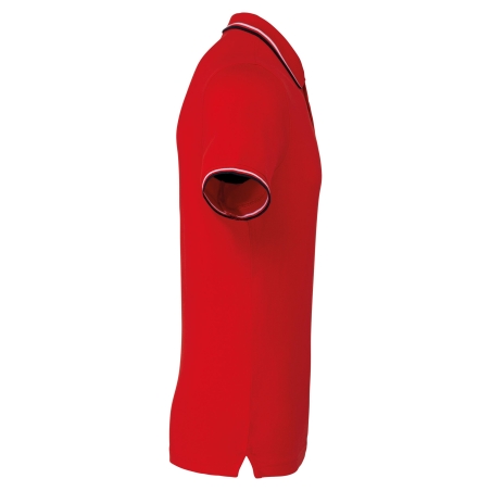 Polo Maille Piquée Manches Courtes Homme Rouge / Marine / Blanc – Kariban – vue 3