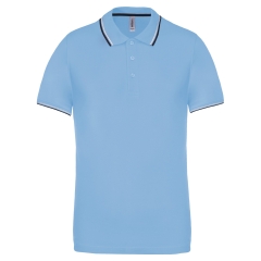 Polo Bleu ciel / Marine / Blanc Homme Maille Piquée Manches Courtes Kariban