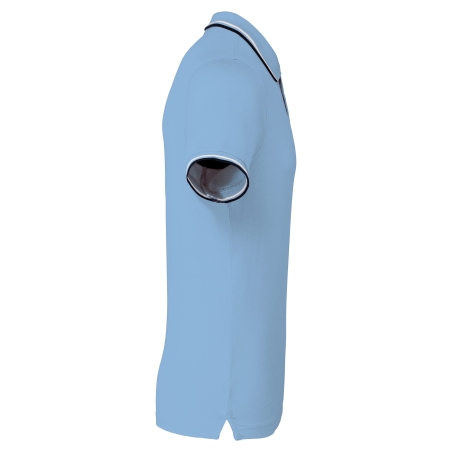 Polo Bleu ciel / Marine / Blanc Homme Maille Piquée Manches Courtes Kariban – vue 3