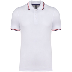 Polo Blanc / Marine / Rouge Homme Maille Piquée Manches Courtes Kariban