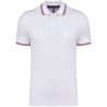 Polo Blanc / Marine / Rouge Homme Maille Piquée Manches Courtes Kariban