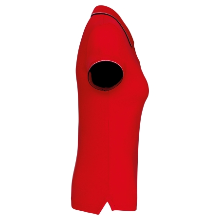 Polo Manches Courtes Femme Rouge / Marine / Blanc – Kariban Sailing – vue 3