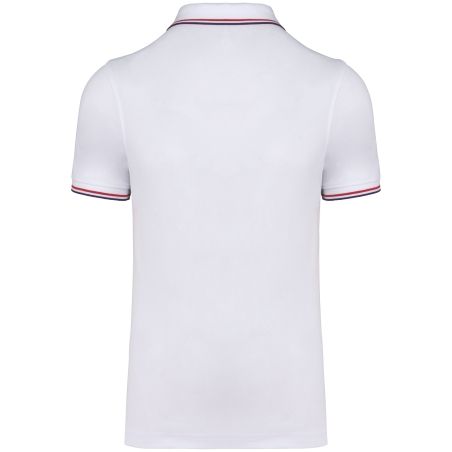 Polo Blanc / Marine / Rouge Homme Maille Piquée Manches Courtes Kariban – vue 2