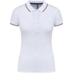 Polo Manches Courtes Femme Blanc / Marine / Rouge – Kariban Sailing 220 g/m²