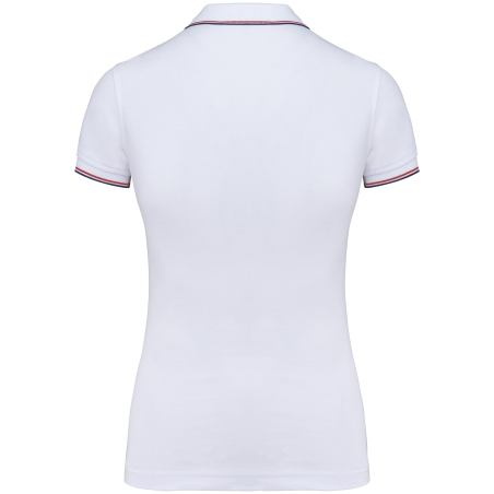 Polo Manches Courtes Femme Blanc / Marine / Rouge – Kariban Sailing 220 g/m² – vue 2