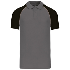 Polo Baseball Manches Courtes Kariban – Noir / Gris Ardoise