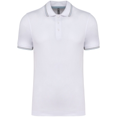 Polo Maille Piquée Manches Courtes Homme Blanc / Bleu ciel / Gris clair – Kariban