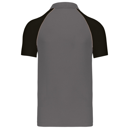 Polo Baseball Manches Courtes Kariban – Noir / Gris Ardoise – vue 2