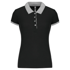 Polo piqué bicolore femme noir & gris Oxford – Kariban