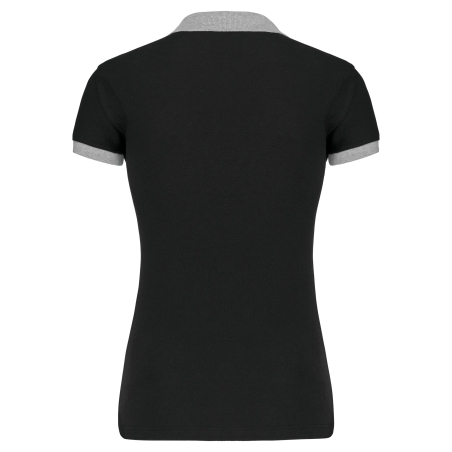 Polo piqué bicolore femme noir & gris Oxford – Kariban – vue 2
