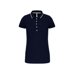 Polo Maille Piquée Manches Courtes Femme Marine / Blanc / Rouge Kariban