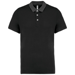 Polo jersey bicolore homme Noir / Gris chiné Kariban