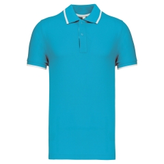 Polo manches courtes turquoise finitions contrastées Kariban