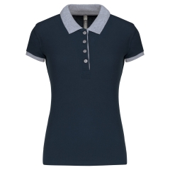 Polo piqué bicolore femme Gris Marine Kariban – Coton 180 g/m²