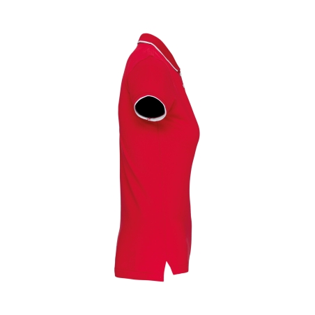Polo Maille Piquée Manches Courtes Femme Rouge / Blanc / Marine Kariban – vue 3