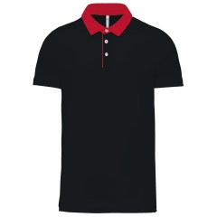 Polo jersey bicolore homme Noir/Rouge Kariban – Col chemise
