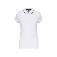 Polo Maille Piquée Manches Courtes Femme Blanc / Marine / Blanc Kariban