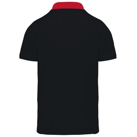 Polo jersey bicolore homme Noir/Rouge Kariban – Col chemise – vue 2