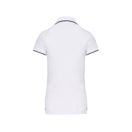 Polo Maille Piquée Manches Courtes Femme Blanc / Marine / Blanc Kariban – vue 2