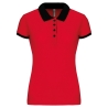 Polo piqué bicolore femme Noir & Rouge Kariban