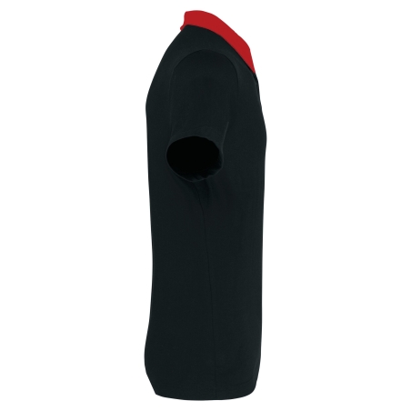 Polo jersey bicolore homme Noir/Rouge Kariban – Col chemise – vue 3