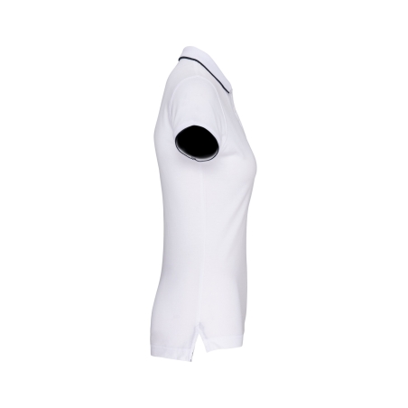 Polo Maille Piquée Manches Courtes Femme Blanc / Marine / Blanc Kariban – vue 3